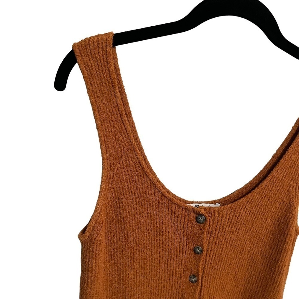 Madewell Rust Ribbed Button-Front Tank Top - Picture 4 of 9
